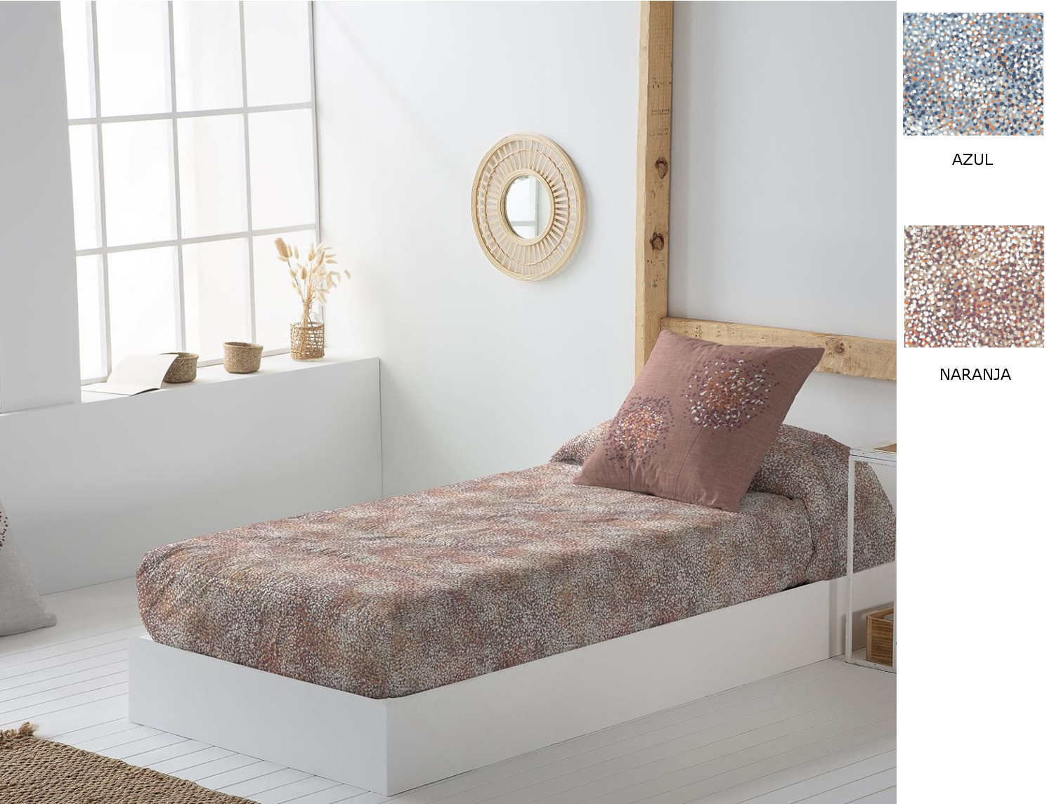 JVR Edredón ajustable 100% Algodón Elvar color Azul o Naranja