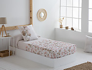 Edredón ajustable 100% Algodón Flora color Rosa o Turquesa