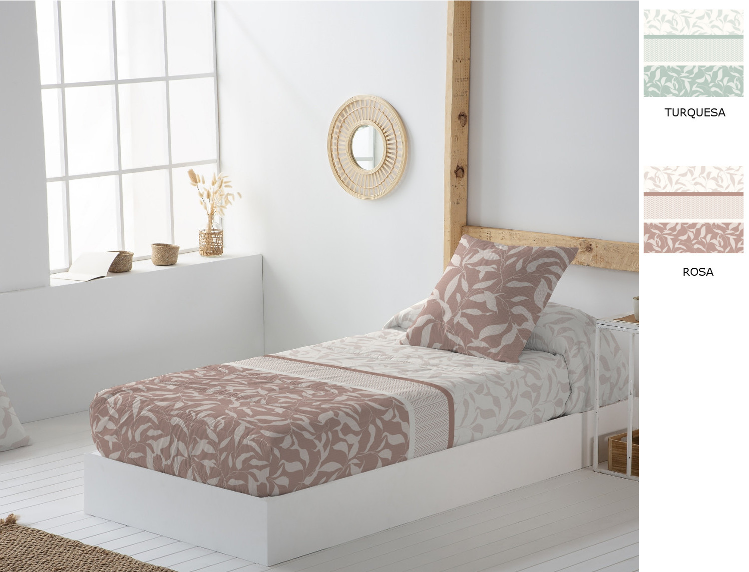 JVR Edredón ajustable 100% Algodón Hidra color Rosa o Turquesa