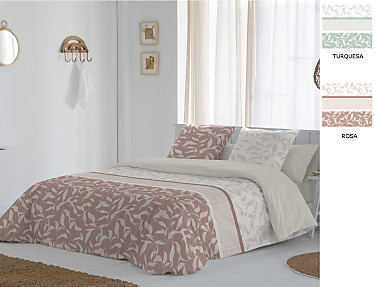 JVR - Funda nórdica 100% algodón Hidra color Rosa o Turquesa