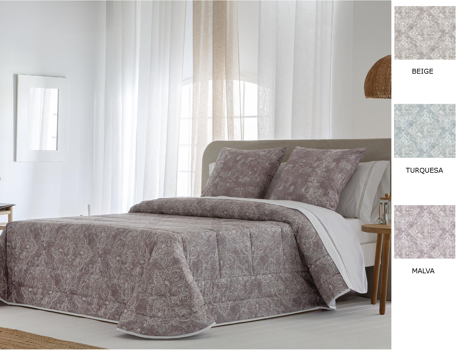 JVR Bouti 100% Algodón Iris color Beige, Malva o Turquesa