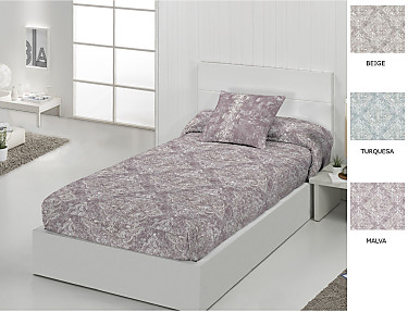 JVR - Edredón ajustable 100% Algodón Iris color Beige, Malva o Turquesa