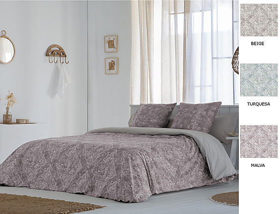 JVR - Funda nórdica 100% algodón Iris color Beige, Malva o Turquesa