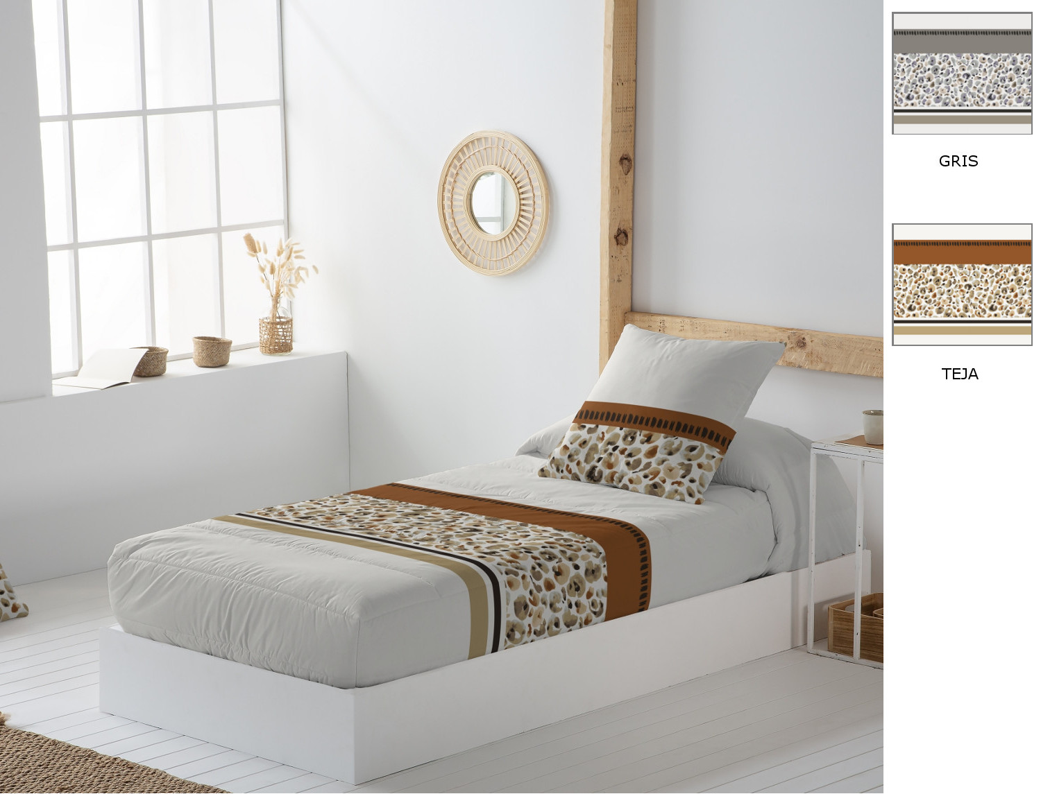 JVR Edredón ajustable 100% Algodón Kenya color Gris o Teja