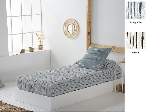 JVR - Edredón ajustable 100% Algodón Nepal color Beige o Turquesa