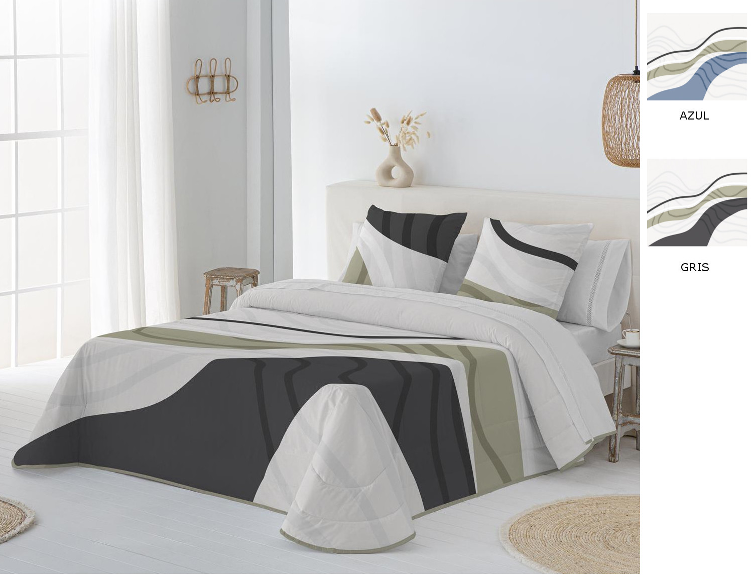 JVR Edredón 240gr 100% algodón Onix color Azul o Gris