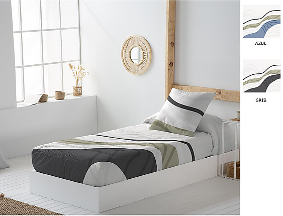 JVR - Edredón ajustable 100% Algodón Onix color Azul o Gris