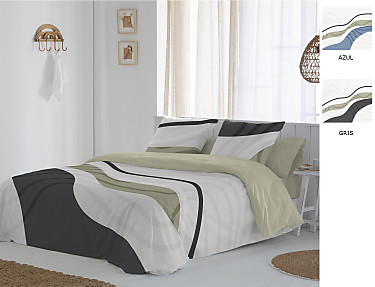 JVR - Funda nórdica 100% algodón Onix color Azul o Gris