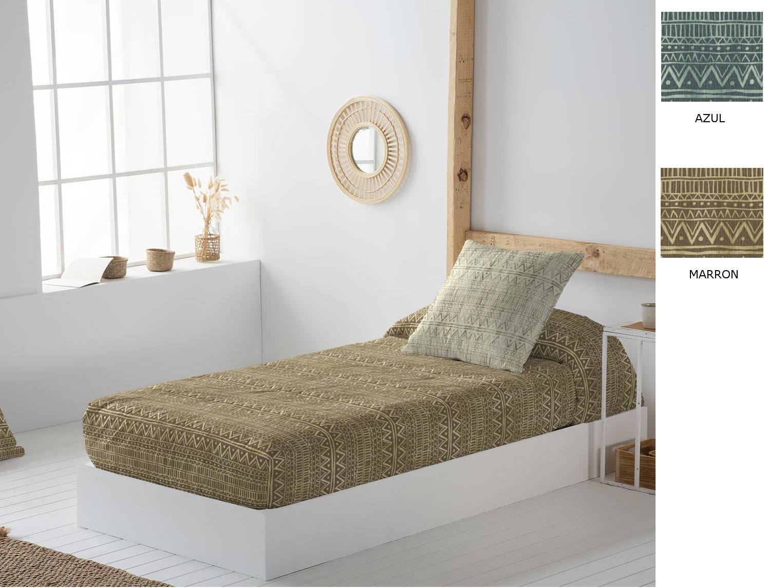 JVR Edredón ajustable 100% Algodón Taxco color Azul o Marrón