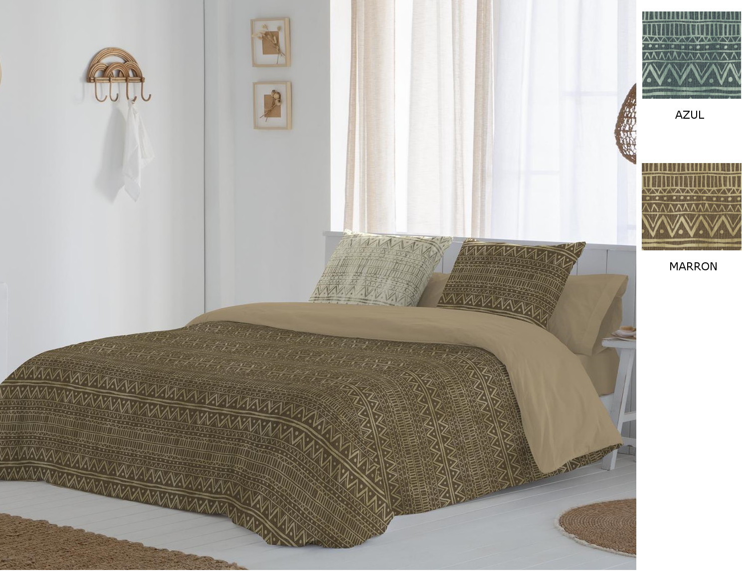 JVR Funda nórdica 100% algodón Taxco color Azul o Marrón