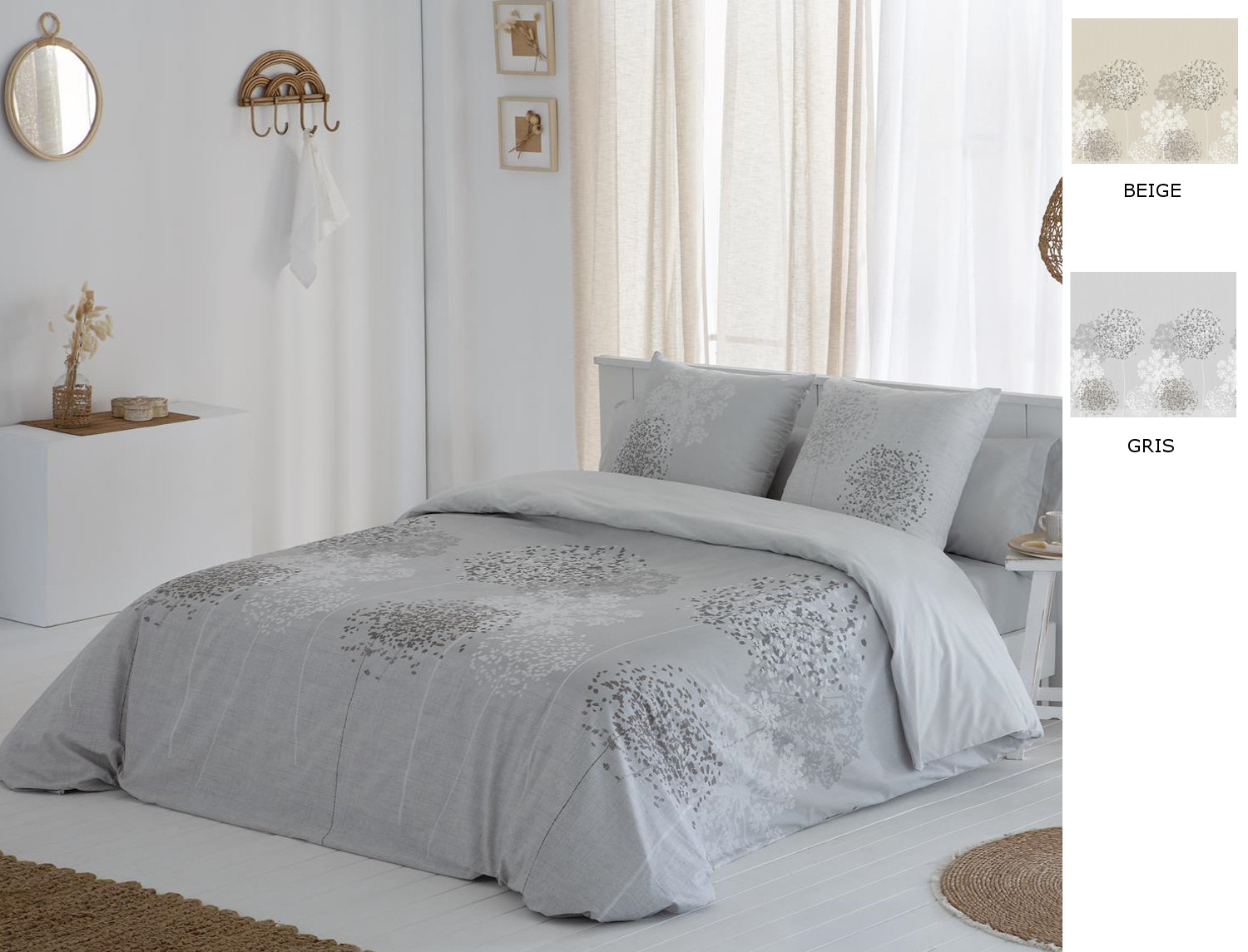 JVR Funda nórdica 100% algodón Terra color Beige o Gris