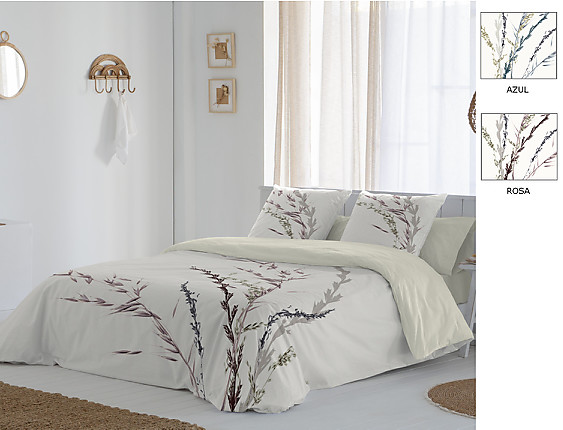 JVR - Funda nórdica 100% algodón Toscana color Azul o Rosa