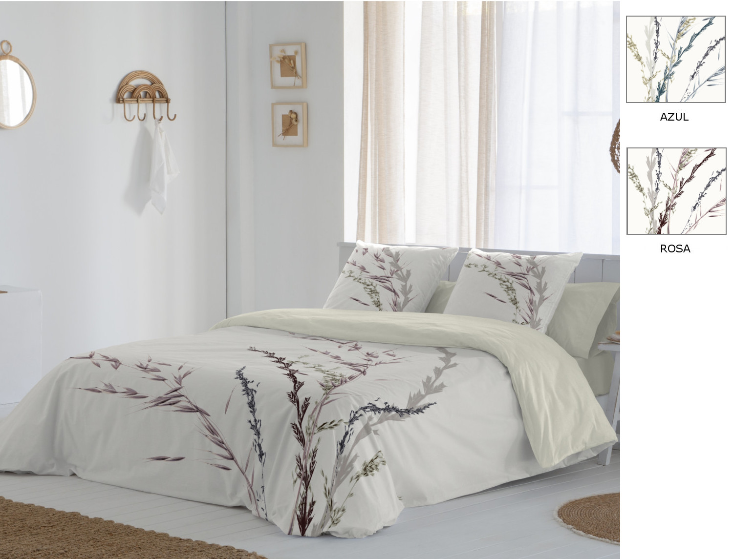 JVR Funda nórdica 100% algodón Toscana color Azul o Rosa