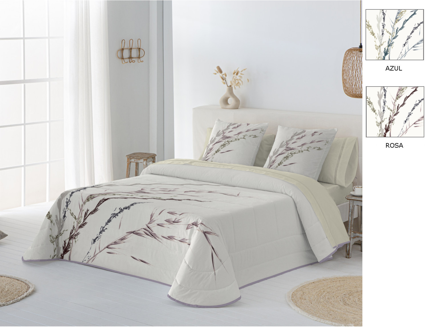 JVR Edredón 240gr 100% algodón Toscana color Azul o Rosa