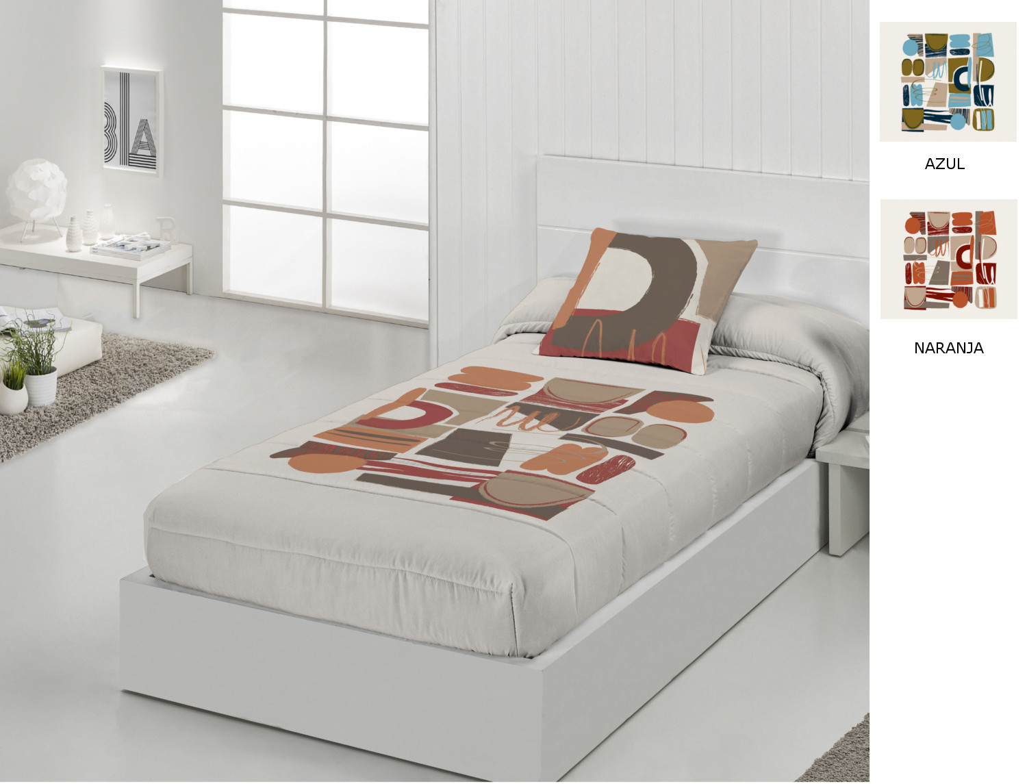 JVR Edredón ajustable 100% Algodón Vita color Azul o Naranja