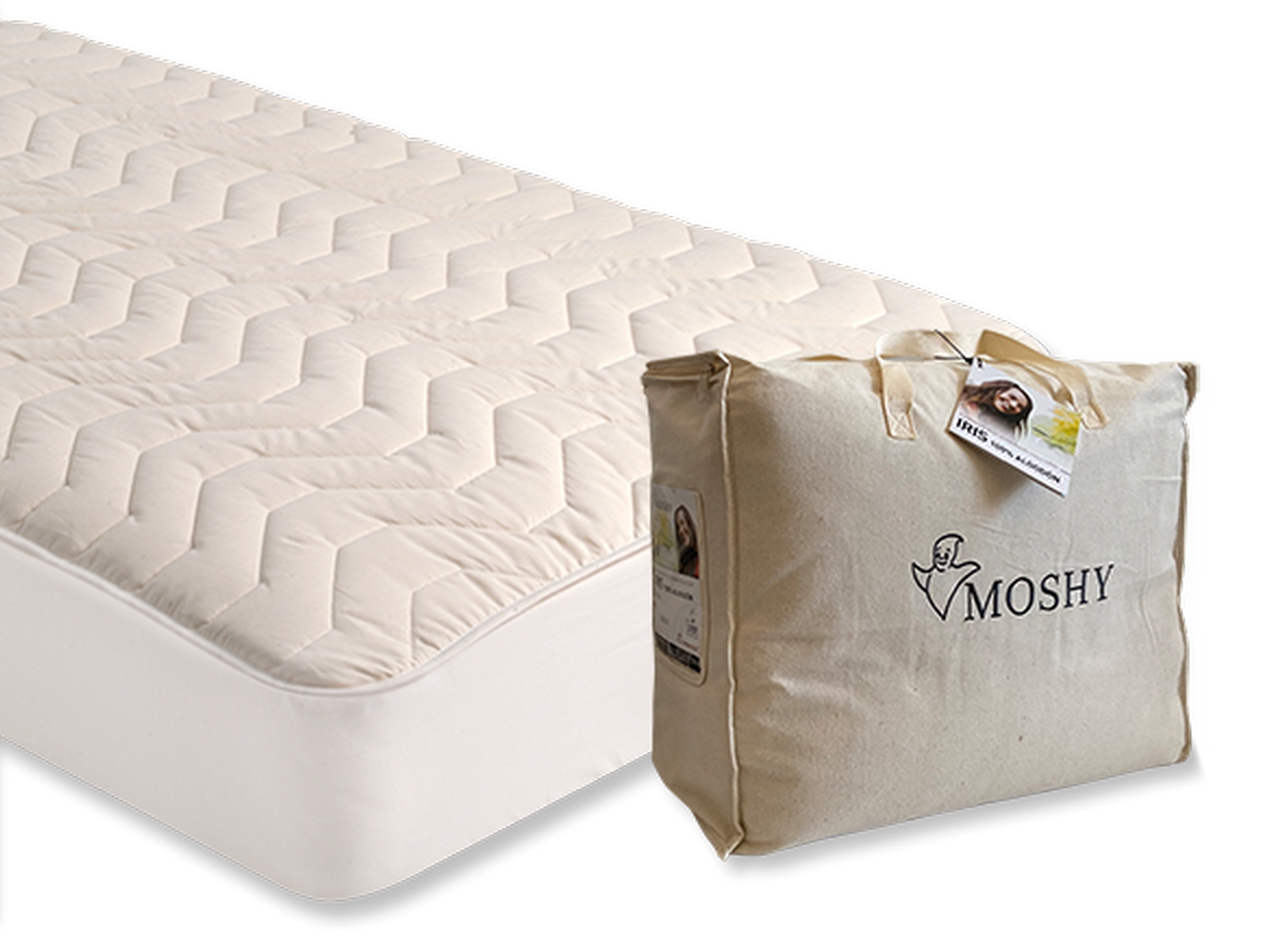 Moshy Cubrecolchón acolchado 100% Algodón Iris altura 30 ó 40cm