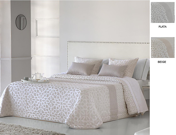 JVR - Edredón Conforter Nórdico Jacquard Atenas color Beige o Plata