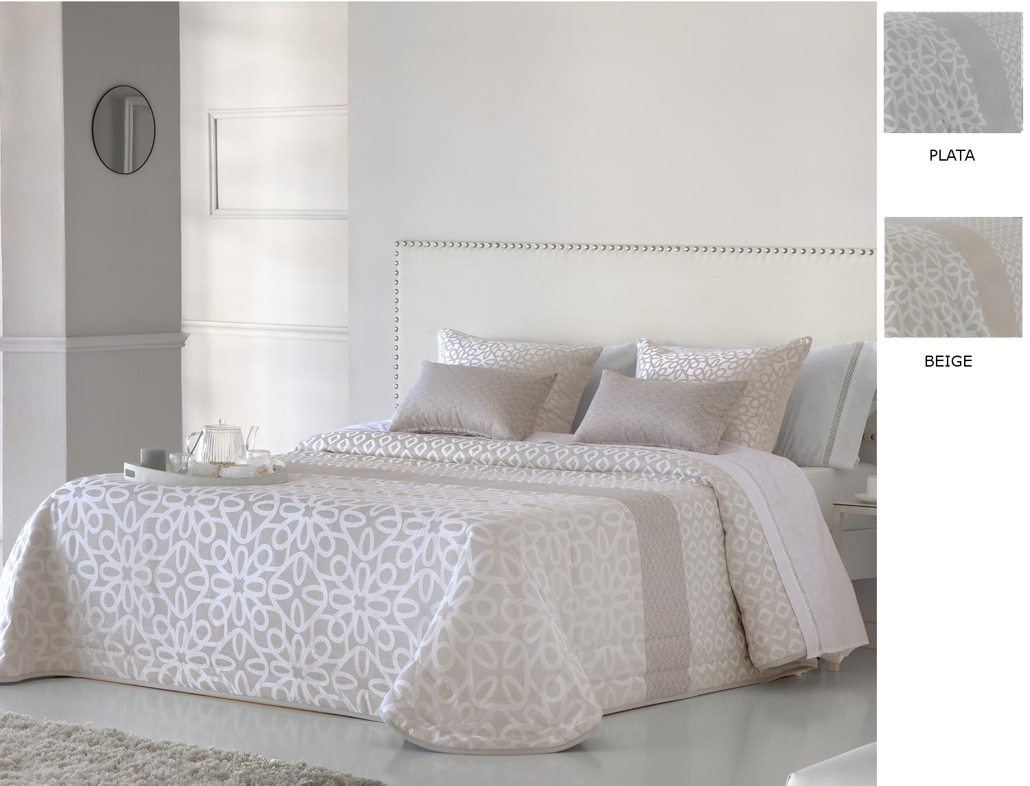 JVR Edredón Conforter Nórdico Jacquard Atenas color Beige o Plata