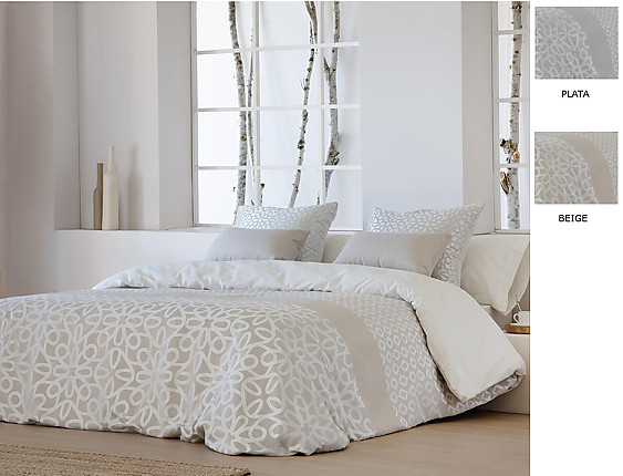 JVR - Funda nórdica Jacquard Atenas color color Beige o Plata