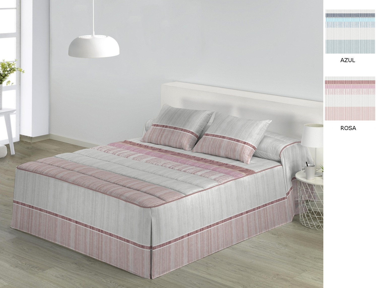 JVR Colcha Edredón Bombay color Azul o Rosa