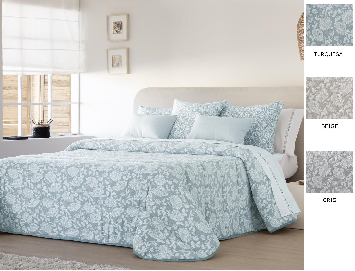 JVR Edredón Conforter Nórdico Jacquard Elis color Beige, Gris o Turquesa