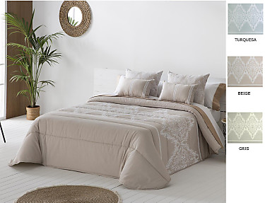 JVR - Edredón Conforter Nórdico Jacquard Idalia color Beige, Gris o Turquesa