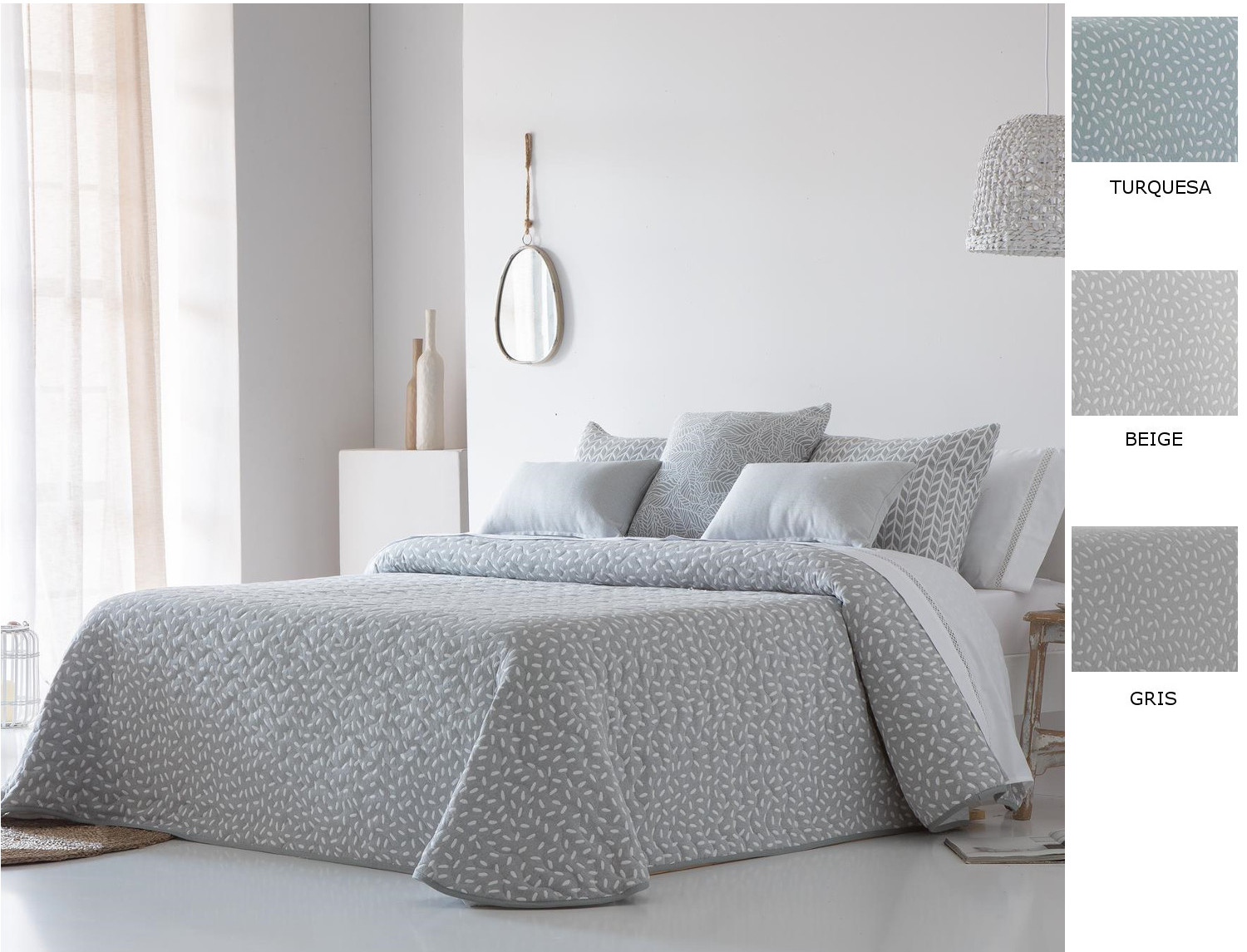 JVR Bouti Jacquard Mikonos color Beige, Gris o Turquesa