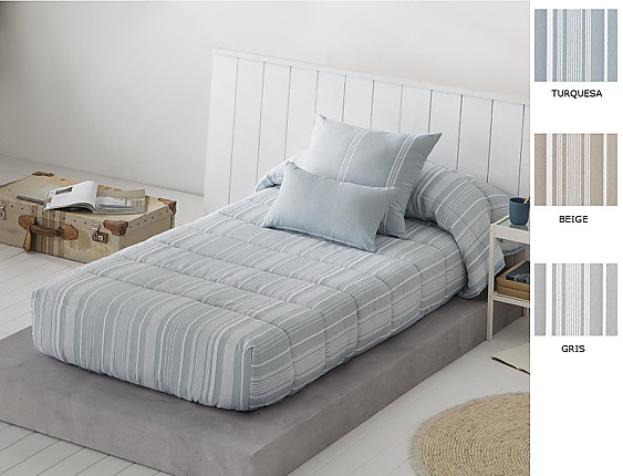 JVR - Edredón ajustable Jacquard Soller JVR color Beige, Gris o Turquesa