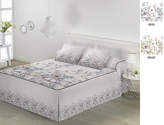 JVR - Colcha Edredón Dalia color Beige o Gris