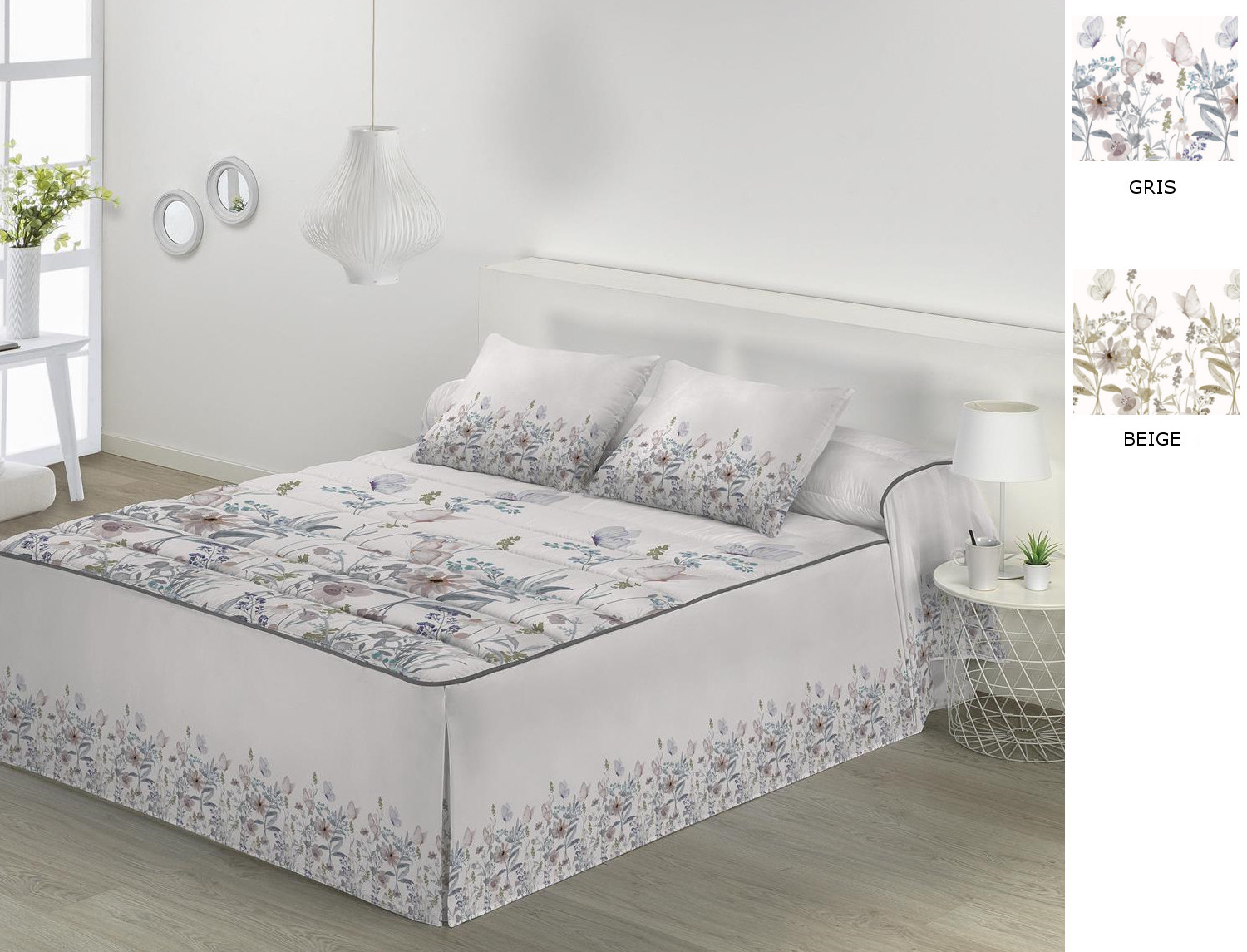 JVR Colcha Edredón Dalia color Beige o Gris