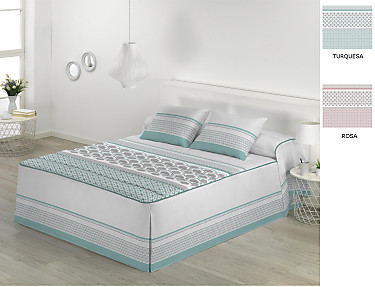 JVR - Colcha Edredón Haití color Rosa o Turquesa
