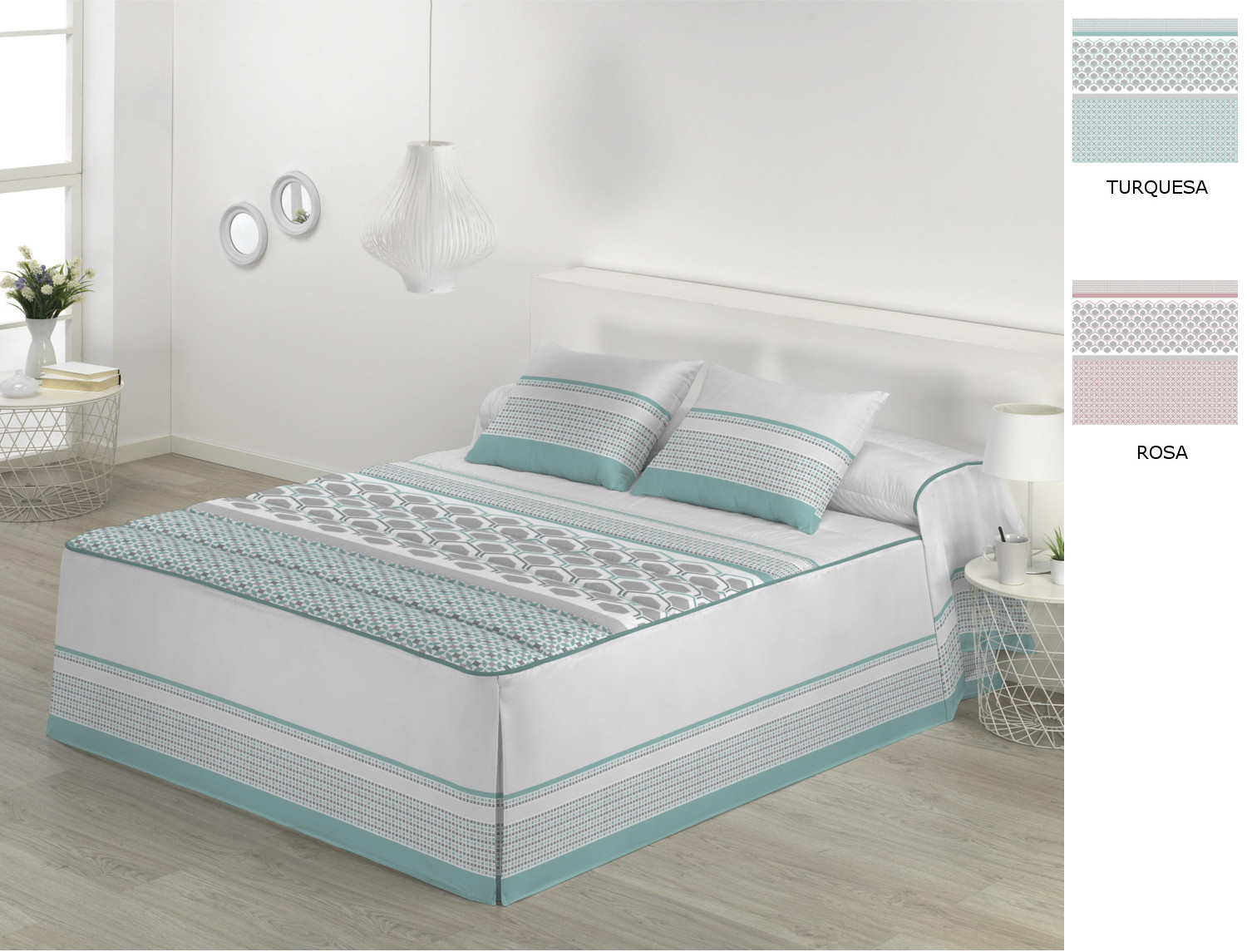 JVR Colcha Edredón Haití color Rosa o Turquesa