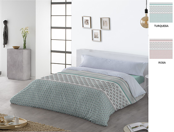 JVR - Funda nórdica Haití color Rosa o Turquesa
