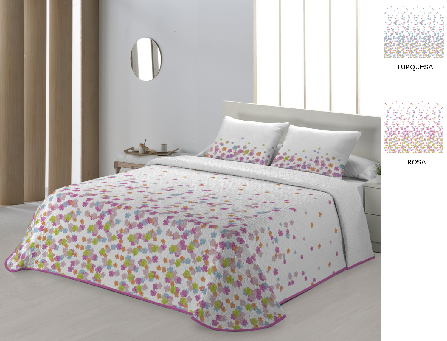 JVR Colcha Bouti Helen color Rosa o Turquesa