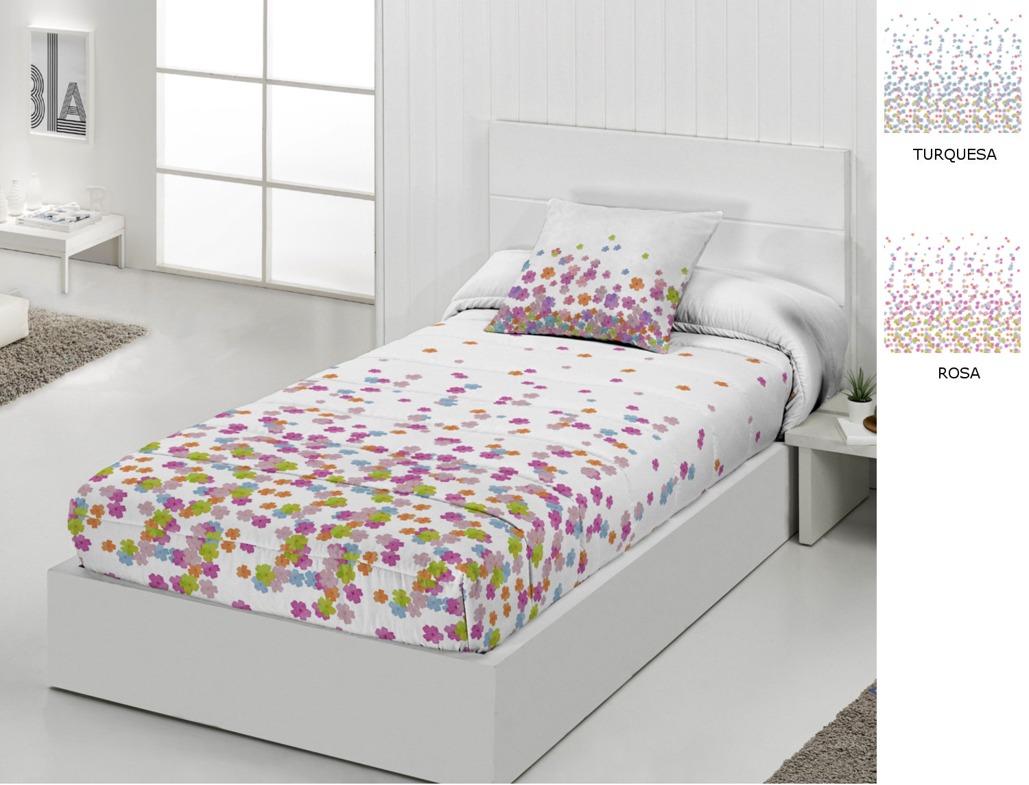 JVR Edredón ajustable Helen color Rosa o Turquesa