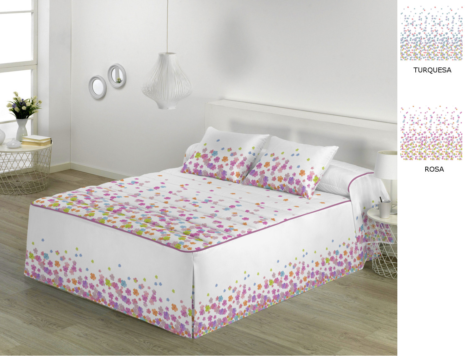 JVR Colcha Edredón Helen color Rosa o Turquesa