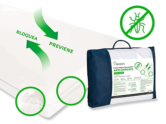 Moshy - Funda de colchón impermeable Antichinches alto 30cm