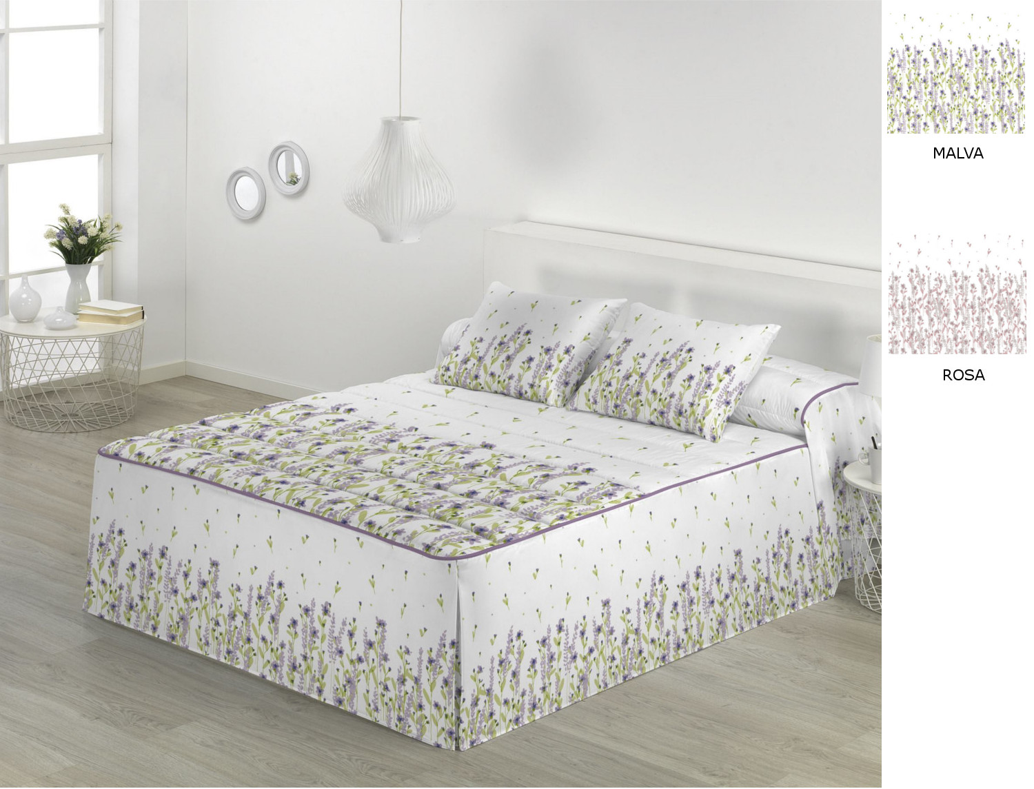 JVR Colcha Edredón Holly color Malva o Rosa