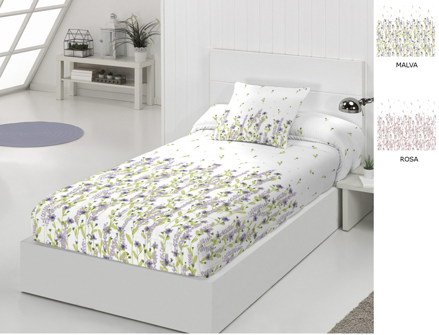 JVR Edredón ajustable Holly color Malva o Rosa