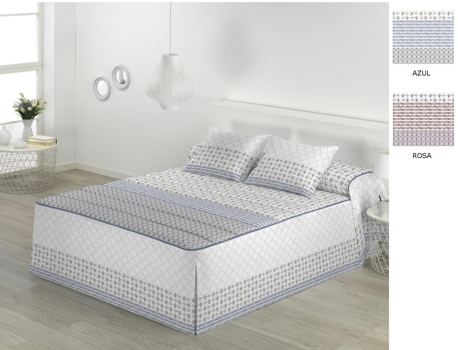 JVR Colcha Edredón Jaipur color Azul o Rosa