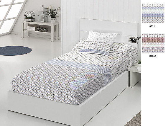 JVR - Edredón ajustable Jaipur color Azul o Rosa
