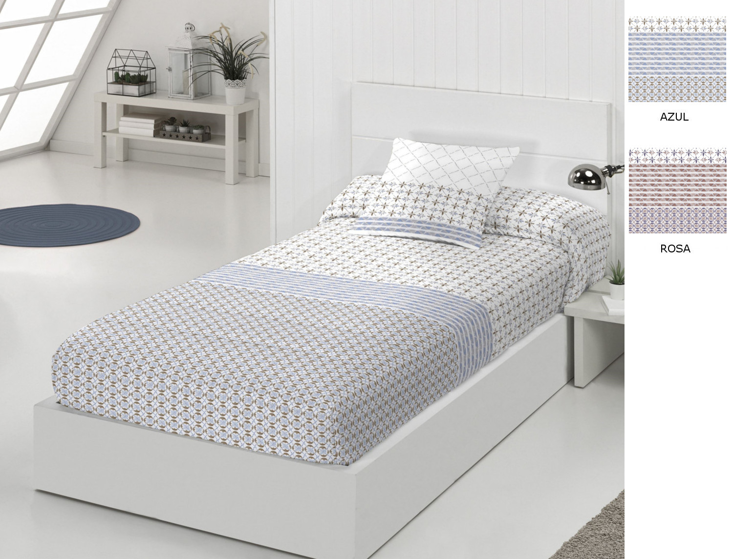 JVR Edredón ajustable Jaipur color Azul o Rosa