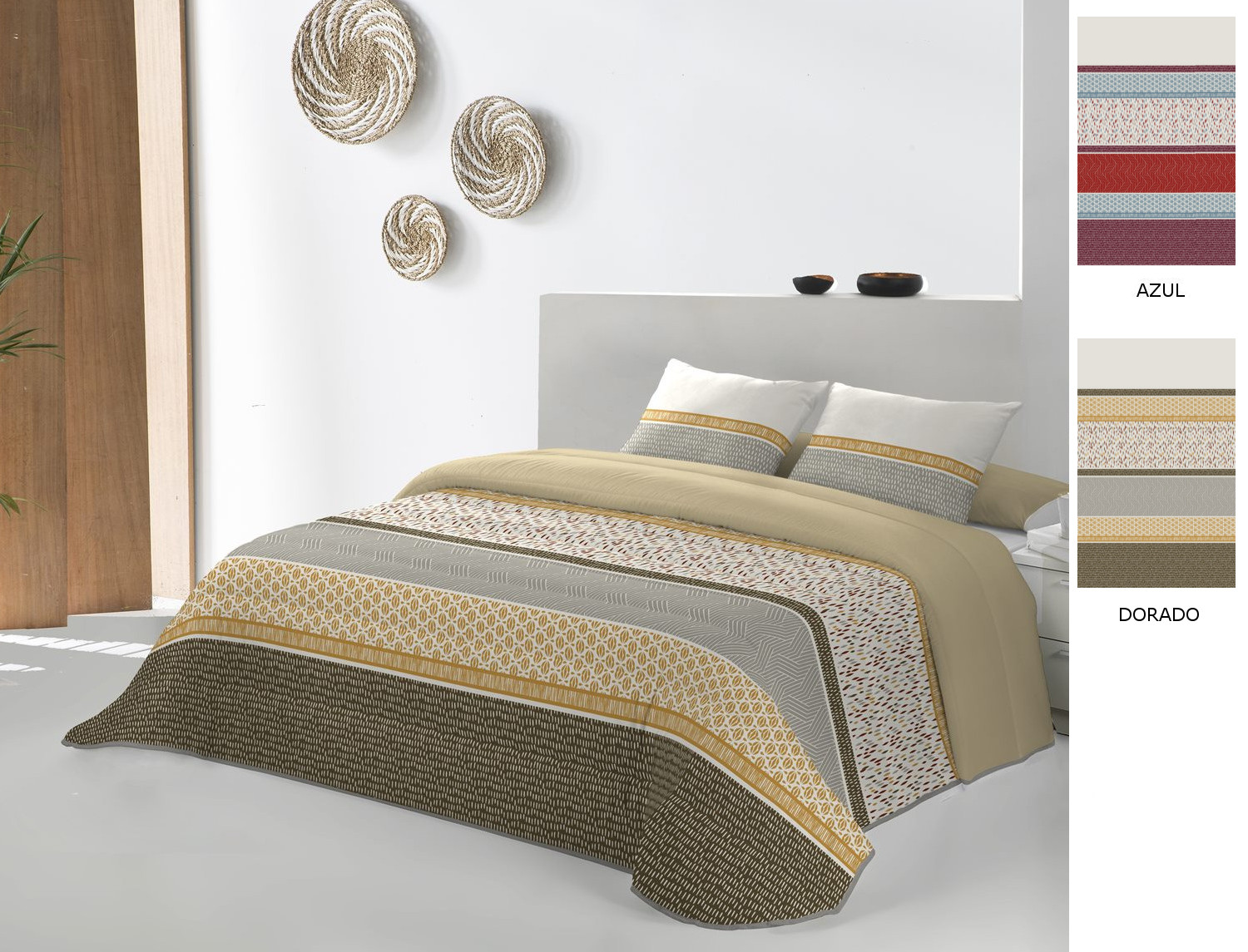 JVR Edredón Conforter Nórdico Lanes color Azul/Rojo o Dorado