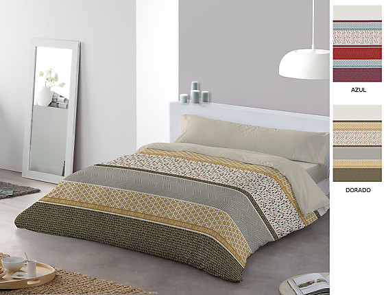 JVR - Funda nórdica Lanes color Azul/Rojo o Dorado