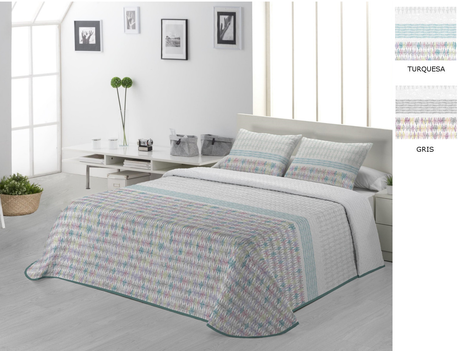 JVR Colcha Bouti Miami color Gris o Turquesa