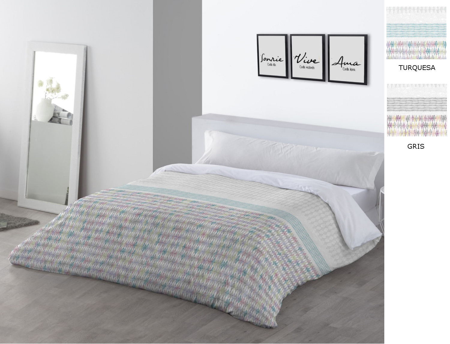 JVR Funda nórdica Miami color Gris o Turquesa