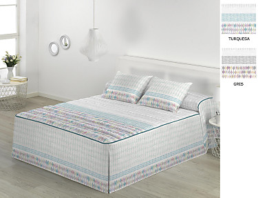 JVR - Colcha Edredón Miami color Gris o Turquesa