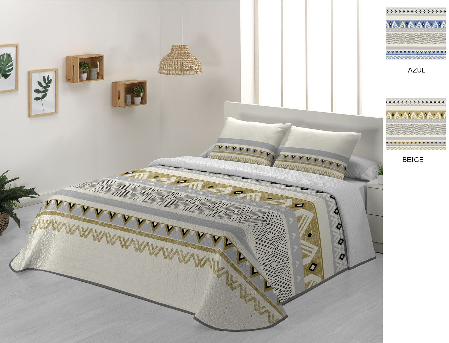 JVR Colcha Bouti Bambú color Azul o Beige