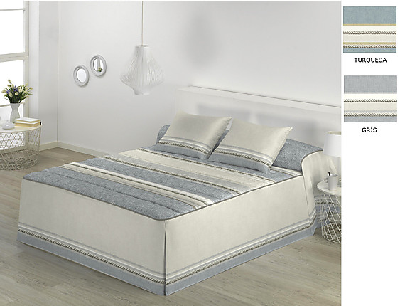 JVR - Colcha Edredón Nador color Gris o Turquesa