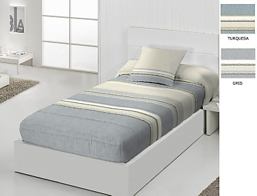 JVR - Edredón ajustable Nador color Gris o Turquesa